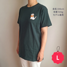 画像をギャラリービューアに読み込む, ダークグリーン地x白犬 L